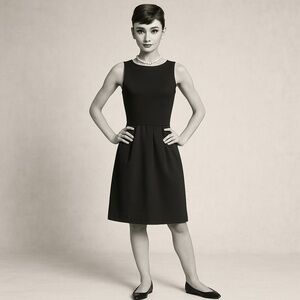 Vintage Audrey Hepburn Breakfast at Tiffany’s LBD Quiet Luxury Black Midi Dress